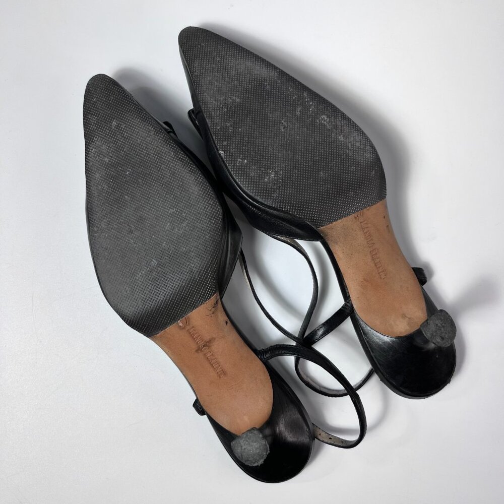 MANOLO BLALHNIK Black Maysli Buckle Slingback Pointed Toe Pumps 7US - Picture 6 of 7